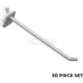 6" Opaque Plastic Pegboard Locking Hook, White - Pkg Qty 50