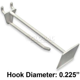6" Opaque Plastic Pegboard Scan Hook, White - Pkg Qty 50