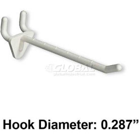 4" Opaque Plastic Hook, White - Pkg Qty 50
