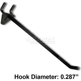 8" Opaque Plastic Hook, Black - Pkg Qty 50