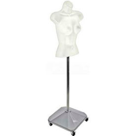 Plastic Female Form On Wheeled Plastic Base, 60" OAH, White, 1 Piece