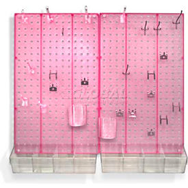 Pegboard Room Organizer Kit, Hardware Included, Pink Opaque ,1 Piece