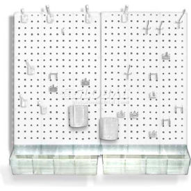 Pegboard Room Organizer Kit, Hardware Included, White Opaque ,1 Piece