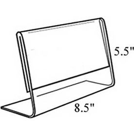 Horizontal Slanted L-Shaped Acrylic Sign Holder, 8.5" x 5.5" - Package Quantity 10