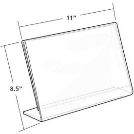 Horizontal Slanted L-Shaped Acrylic Sign Holder, 11" x 8.5" - Pkg Qty 10