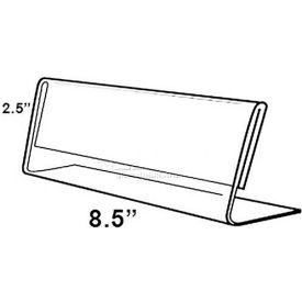 Horizontal Slanted L-Shaped Acrylic Sign Holder, 8.5" x 2.5" - Pkg Qty 10