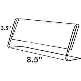 Horizontal Slanted L-Shaped Acrylic Sign Holder, 8.5" x 3.5" - Package Quantity 10