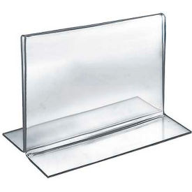 Horizontal Double Sided Stand Up Sign Holder, 6" x 5", Acrylic - Pkg Qty 10