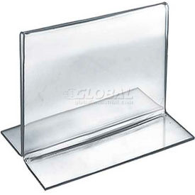 Horizontal Double Sided Stand Up Sign Holder, 5" x 4", Acrylic - Pkg Qty 10