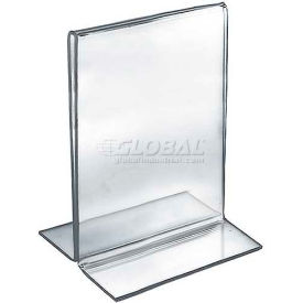 Vertical Double Sided Stand Up Sign Holder, 5.5" x 8.5", Acrylic - Pkg Qty 10