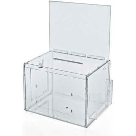 Large Suggestion Box with Pocket, Lock & Keys, Clear, 7.75" x 6", 1 Piece