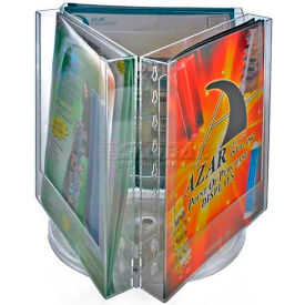 Global Approved 3-Pocket Letter Size Brochure Holder On Revolving Base, 9" Base