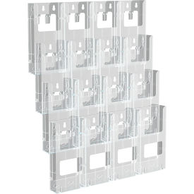 16-Pocket Tri-Fold Size Wall Mount Display, 19" x 15", Acrylic ,1 Piece