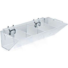 4-Compartment Pegboard/Slatwall Tray, 10.5" x 3", Acrylic - Package Quantity 2
