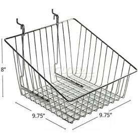 Sloped Chrome Wire Basket, 8" High, Metal - Pkg Qty 2