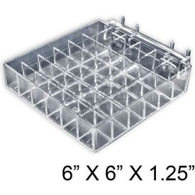 36-Section Lipstick Tray For Pegboard/Slatwall 6" x 1.25" Acrylic - Pkg Qty 2