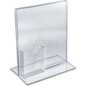 Vertical Stand Up Sign Holder W/ Brochure Holder, 8.5" x 11" - Pkg Qty 10