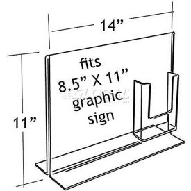Vertical Double Sided Sign Holder W/ Brochure Pocket, 14" x 11"- Pkg Qty 2