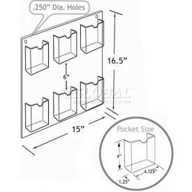 6-Pocket Wall Mount Brochure Holder, 14.5" x 16" - Pkg Qty 2