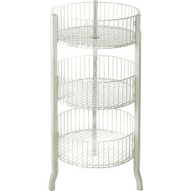 3-Tiered Large White Wire Bins, 45" OAH, Metal ,1 Piece