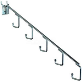 5-Station Waterfall Faceout Hook For Pgbrd/Slatwall-15" L-Chrome- Pkg Qty 10