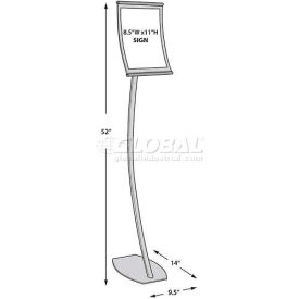 Curved Floor Sign Holder, 8.5" x 11", Metal ,1 Piece