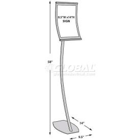 Curved Floor Sign Holder, 8.5" x 14", Metal ,1 Piece