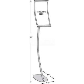 Curved Floor Sign Holder, 11" x 17", Metal, 1 Piece