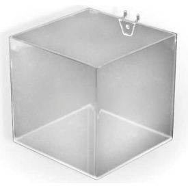 6" Wide Cube Bin For Pegboard/Slatwall, Acrylic, Clear - Pkg Qty 4