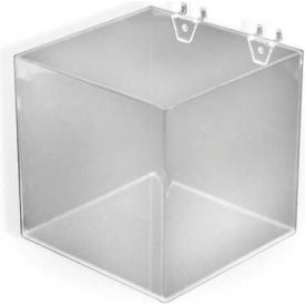8" Wide Cube Bin For Pegboard/Slatwall, Acrylic, Clear - Pkg Qty 4