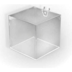 5" Wide Cube Bin For Pegboard/Slatwall, Acrylic, Clear - Pkg Qty 4