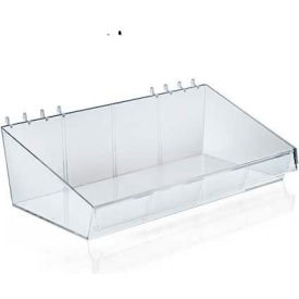 Large Acrylic Divider Bin For Pegboard/Slatwall, 13" x 4", Clear - Pkg Qty 4