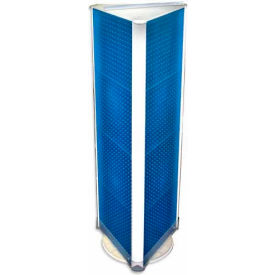 Three-Sided Spinning Pegboard Floor Display, 16" x 60", Blue Opaque
