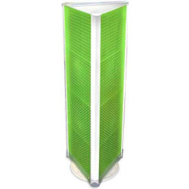 Three-Sided Spinning Pegboard Floor Display, 16" x 60", Green Opaque