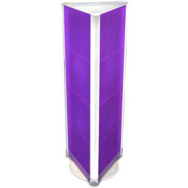 Three-Sided Spinning Pegboard Floor Display, 16" x 60", Purple Opaque