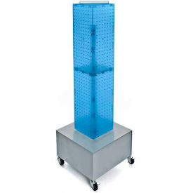 4-Sided Interlocking Pegboard Display with Wheels, 8" x 40", Blue Opaque