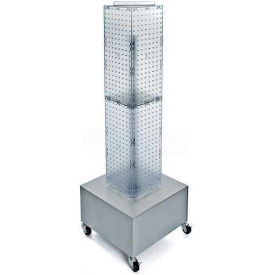 4-Sided Interlocking Pegboard Display with Wheels, 8" x 40", Clear Opaque