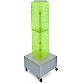 4-Sided Interlocking Pegboard Display with Wheels, 8" x 40", Green Opaque