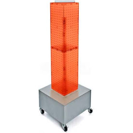 4-Sided Interlocking Pegboard Display with Wheels, 8" x 40", Orange Opaque