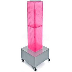 4-Sided Interlocking Pegboard Display with Wheels, 8" x 40", Pink Opaque