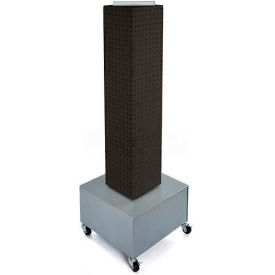 Global Approved 4-Sided Interlocking Pegboard Display with Wheels, 8" x 40", Black Solid