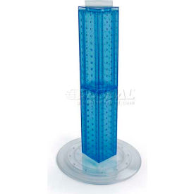 Global Approved 24" Pegboard Revolving Countertop Display, 4-Sided, Blue Translucent