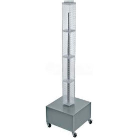 700224-CLR 48" Pegboard Rolling Floor Display, 4-Sided, Clear Translucent ,1 Piece