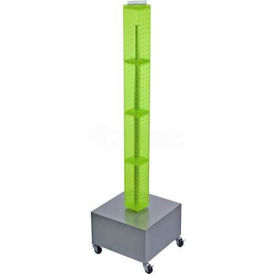 48" Pegboard Rolling Floor Display, 4-Sided, Green Translucent ,1 Piece