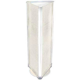 Three-Sided Spinning Pegboard Floor Display, 16" x 60", White Solid