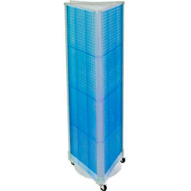 Three-Sided Spinning Pegboard with Wheels, 16" x 60", Blue Opaque, 1 Piece