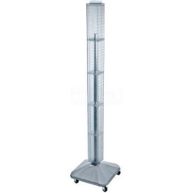 60" Pegboard Rolling Floor Display, 4-Sided, Clear Translucent, 1 Piece