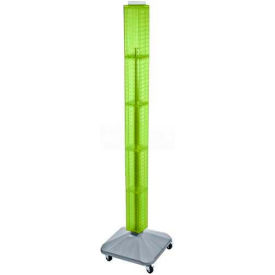 60" Pegboard Rolling Floor Display, 4-Sided, Green Translucent ,1 Piece