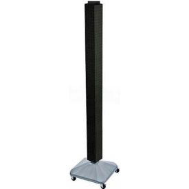 60" Pegboard Rolling Floor Display, 4-Sided, Black Solid ,1 Piece