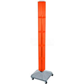 60" Pegboard Rolling Floor Display, 4-Sided, Orange Translucent ,1 Piece